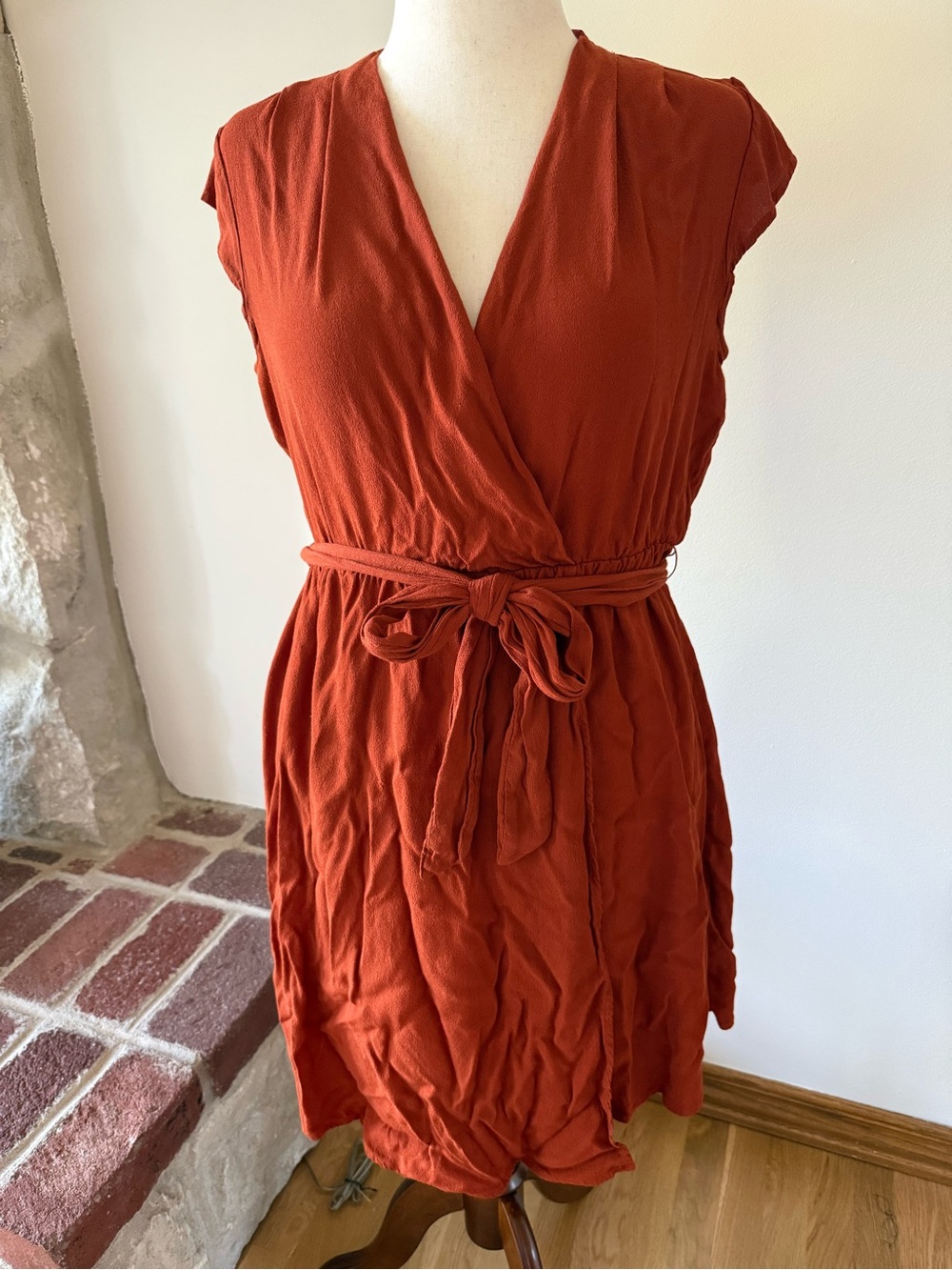 Anthropologie Maeve Rust Wrap-Style Midi Dress